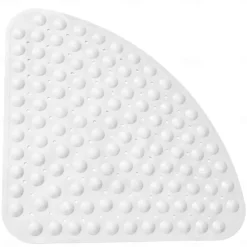 Corner Bath Mat Non-slip Shower Mats - 21 x 21 inch Non Slip Bathtub Mat with Suction Cup, Safety Shower Stall Mats for Kids & Elderly, Shower Mat with Drain Holes, Machine Washable