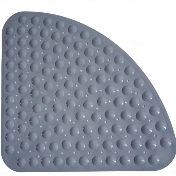 Corner Bath Mat Non-slip Shower Mats - 21 x 21 inch Non Slip Bathtub Mat with Suction Cup, Safety Shower Stall Mats for Kids & Elderly, Shower Mat with Drain Holes, Machine Washable