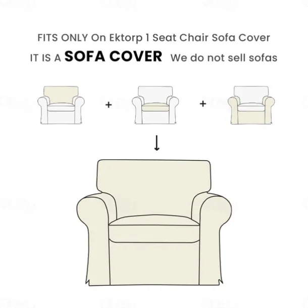 Cotton 1 Seat Chair Sofa Cover with Cushion Cover , Replacement Armchair Cover 1 Seat Couch Slipcover for Dogs, Replacement Sofa Furniture Protector LITB PRIME cover Ektcover