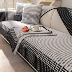 Cotton Linen Sofa Cushion Fabric Anti-slip Cooling Seat Cushion Full Cover Cloth Sofa Cover Cloth L Shaped Sofa Cushion Set