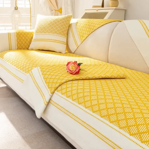 Cotton Linen Sofa Cushion Fabric Anti-slip Cooling Seat Cushion Full Cover Cloth Sofa Cover Cloth L Shaped Sofa Cushion Set