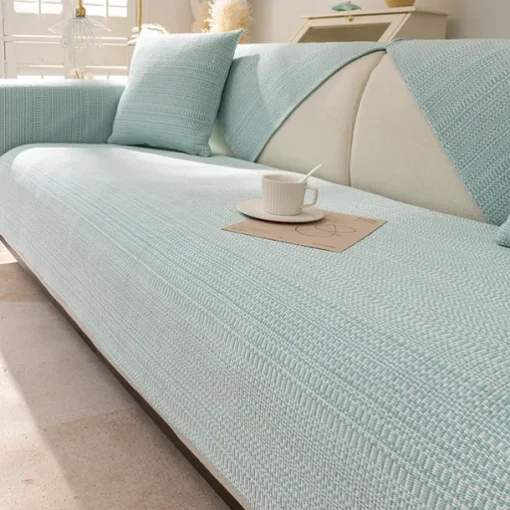 Cotton Linen Sofa Cushion Fabric Anti-slip Cooling Seat Cushion Full Cover Cloth Sofa Cover Cloth L Shaped Sofa Cushion Set