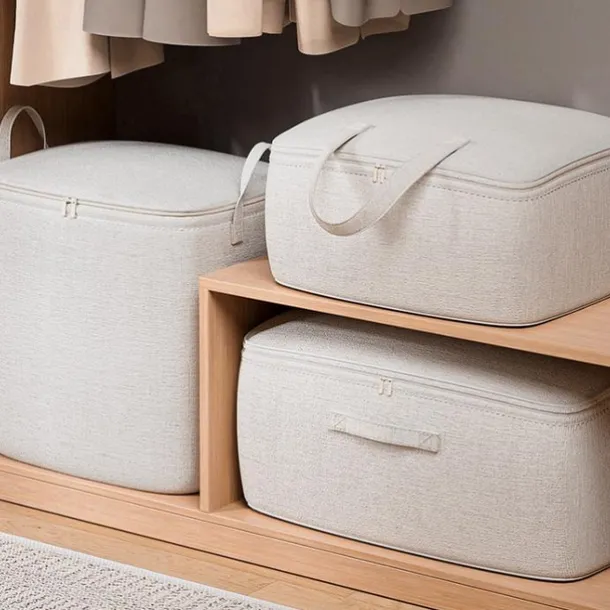 Cotton Linen Storage Bag Clothes Storage Folding Large Capacity Luggage Packing Bag Household Quilt Storage Bag