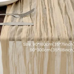 Cotton Voile Yarn Crinkled Table Runner Bohemian Style Twist Tablecloth Wedding Party Decoration Pleated Table Runner