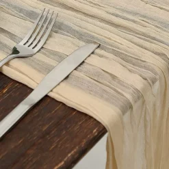 Cotton Voile Yarn Crinkled Table Runner Bohemian Style Twist Tablecloth Wedding Party Decoration Pleated Table Runner