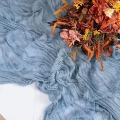 Cotton Voile Yarn Crinkled Table Runner Bohemian Style Twist Tablecloth Wedding Party Decoration Pleated Table Runner