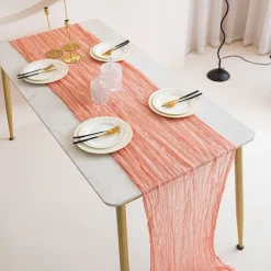 Cotton Voile Yarn Crinkled Table Runner Bohemian Style Twist Tablecloth Wedding Party Decoration Pleated Table Runner