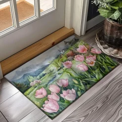 Countryside Tuilps Doormat Floor Mats Washable Rugs Kitchen Mat Non-Slip Oil Proof Rug Indoor Outdoor Mat Bedroom Decor Bathroom Mat Entrance Rug