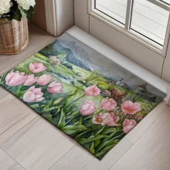 Countryside Tuilps Doormat Floor Mats Washable Rugs Kitchen Mat Non-Slip Oil Proof Rug Indoor Outdoor Mat Bedroom Decor Bathroom Mat Entrance Rug