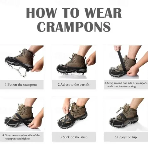Crampons Ice Cleats For Boots Shoes, Anti Slip Stainless Steel Spikes For Outdoor Hiking Fishing Walking Climbing Mountaineering