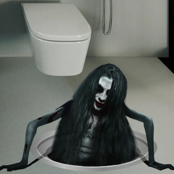 Creative Halloween Horror Floor Decal - New 2025 Design, Spooky Long-Haired Woman, Perfect for Living Room Decor and Atmosphere