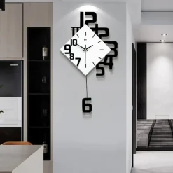 Creative personality digital clock fashion European style living room wall clock wooden decorative wall watch quartz explosion 34 38 50 cm