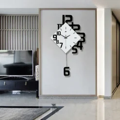 Creative personality digital clock fashion European style living room wall clock wooden decorative wall watch quartz explosion 34 38 50 cm