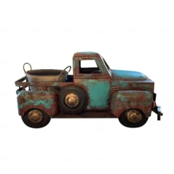 Creative Retro Green Small Truck Flower Pot Flower Plants Succulent Planter, Potted Plants Flower Pot Ornament Resin Statue Planter Cactus Desk Plant Pots for Home Garden Outdoor Decor