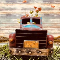 Creative Retro Green Small Truck Flower Pot Flower Plants Succulent Planter, Potted Plants Flower Pot Ornament Resin Statue Planter Cactus Desk Plant Pots for Home Garden Outdoor Decor