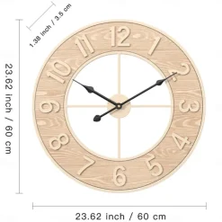 Creative Wall Clock Wall Clocks With Wooden Numbers Silent Non Ticking Home Clock Decoration Silent Clock Suitable For Living Room Bedroom Study Office 50 cm