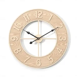 Creative Wall Clock Wall Clocks With Wooden Numbers Silent Non Ticking Home Clock Decoration Silent Clock Suitable For Living Room Bedroom Study Office 50 cm
