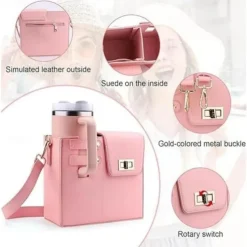Crossbody Cup Holder Bag with Purse, Portable Water Bottle Carrier for 40oz Tumbler, Outdoor Travel Cup Bag with Strap and Pouch