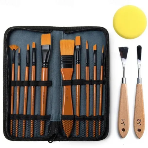 cross-border brush special-shaped scraper 13-piece set sponge pigment toning painting tool storage bag nylon brush