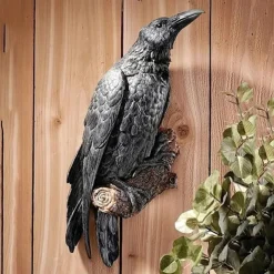 Crow Statue, Black Raven Bird Wall Sculpture, Simulation Animal Sculpture For Home Window Wall Tree Outdoor Lawn Yard Garden, Easter Gift