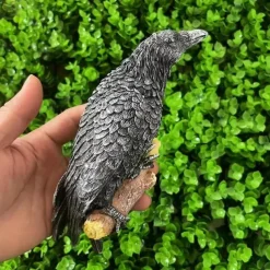 Crow Statue, Black Raven Bird Wall Sculpture, Simulation Animal Sculpture For Home Window Wall Tree Outdoor Lawn Yard Garden, Easter Gift