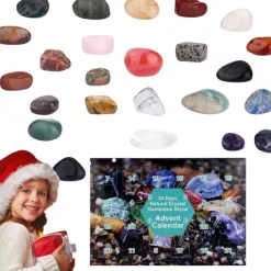 Crystal Advent Calendar 2025 Christmas Healing Crystal Advent Calendar Crystal Repair Stone Kit 24pcs Rock Collection Countdown Calendar For Birthday Christmas Girls