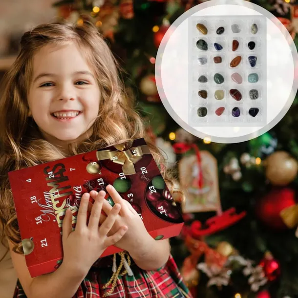 Crystal Advent Calendar 2025 Christmas Healing Crystal Advent Calendar Crystal Repair Stone Kit 24pcs Rock Collection Countdown Calendar For Birthday Christmas Girls