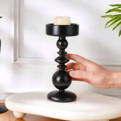 Crystal Glass Candlestick Holders, Striped Long-Stem and Round Ball Design, Elegant Home Decor Candle Holder for Dining Table, Wedding, Hotel, and Party Tabletop Decorations