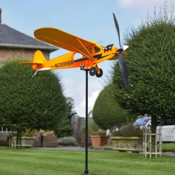 Cub Airplane Weather Vane, 2023 New Aircraft Wind Spinner Metal Weather Vane Windmill, Upgrade Weather Vane For Barn Yard Garden Terrace Lawn