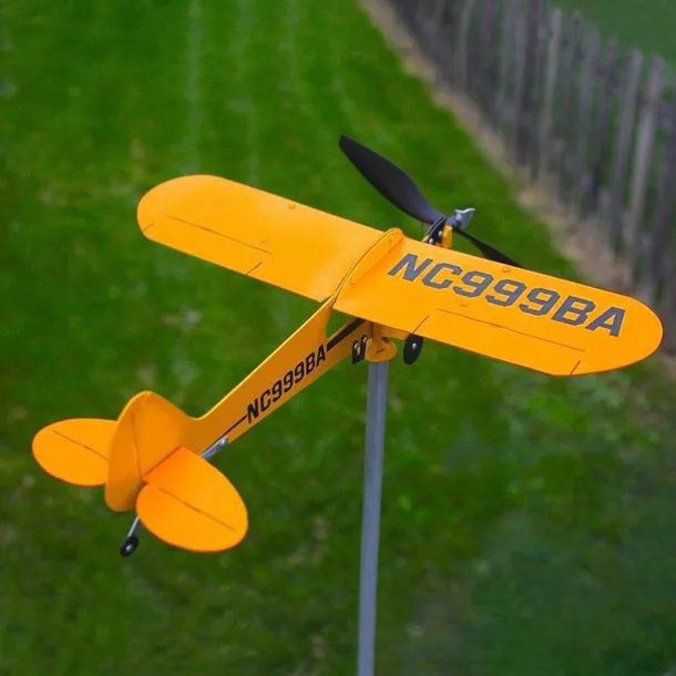 Cub Airplane Weather Vane, 2023 New Aircraft Wind Spinner Metal Weather Vane Windmill, Upgrade Weather Vane For Barn Yard Garden Terrace Lawn