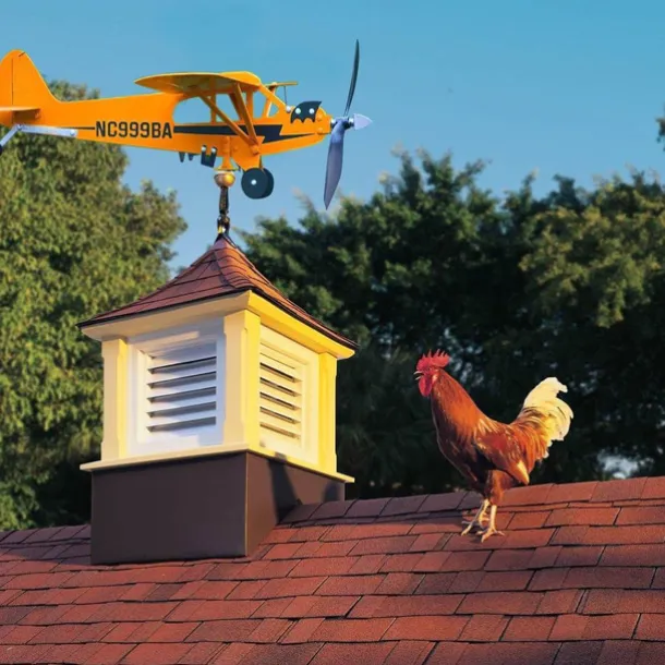 Cub Airplane Weather Vane, 2023 New Aircraft Wind Spinner Metal Weather Vane Windmill, Upgrade Weather Vane For Barn Yard Garden Terrace Lawn