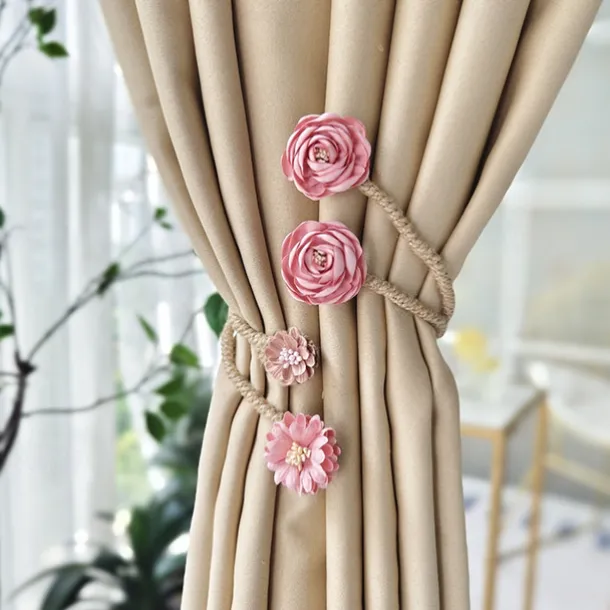 Curtain Tiebacks Clips Flower Shape Romantic French Style Decoration for Bedroom Livingroom 1pc