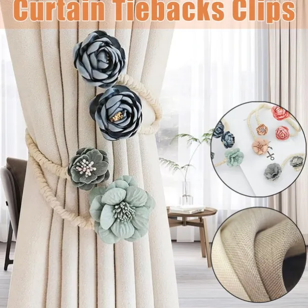 Curtain Tiebacks Clips Flower Shape Romantic French Style Decoration for Bedroom Livingroom 1pc