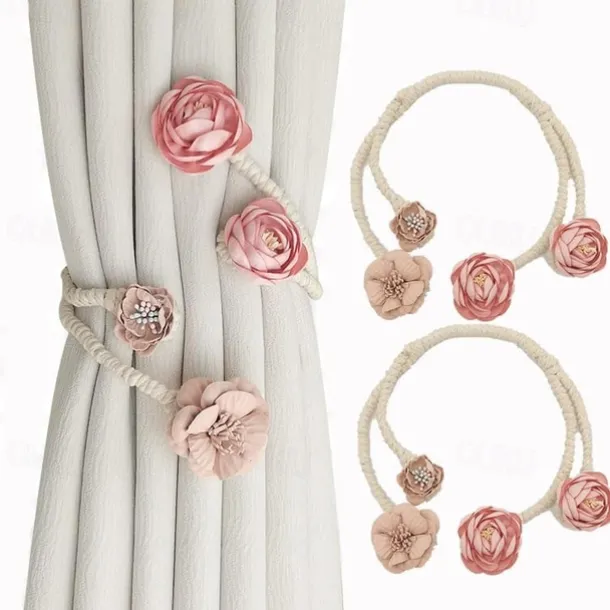 Curtain Tiebacks Clips Flower Shape Romantic French Style Decoration for Bedroom Livingroom 1pc