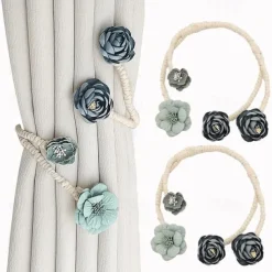 Curtain Tiebacks Clips Flower Shape Romantic French Style Decoration for Bedroom Livingroom 1pc