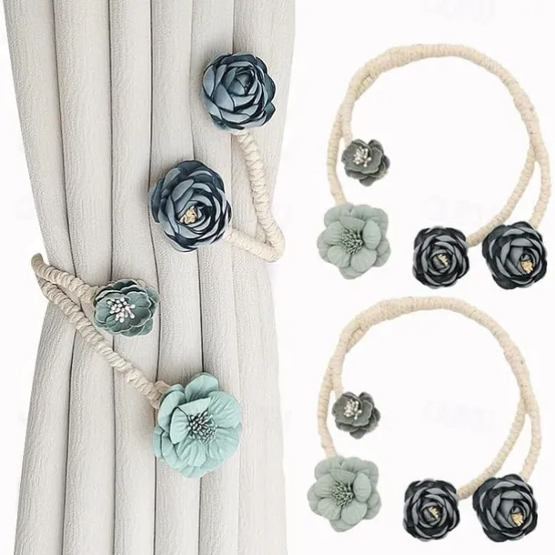 Curtain Tiebacks Clips Flower Shape Romantic French Style Decoration for Bedroom Livingroom 1pc