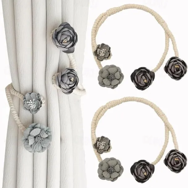 Curtain Tiebacks Clips Flower Shape Romantic French Style Decoration for Bedroom Livingroom 1pc