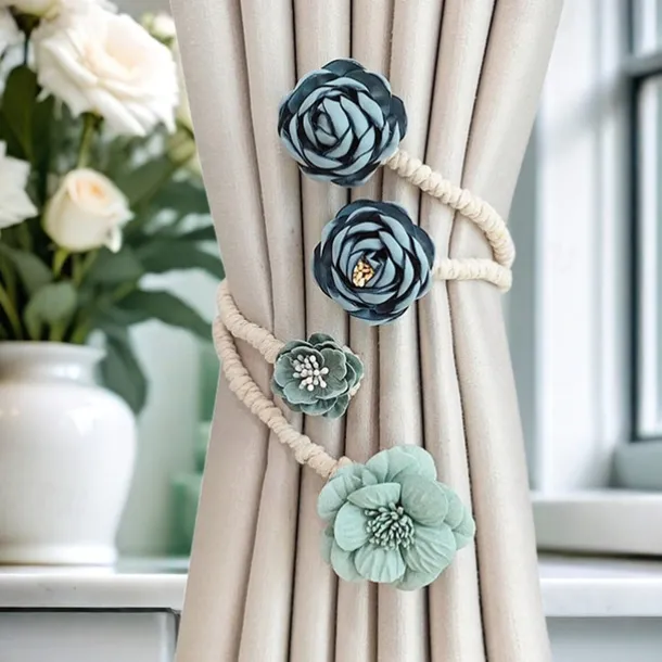 Curtain Tiebacks Clips Flower Shape Romantic French Style Decoration for Bedroom Livingroom 1pc