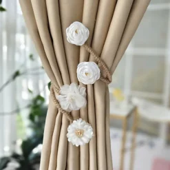 Curtain Tiebacks Clips Flower Shape Romantic French Style Decoration for Bedroom Livingroom 1pc