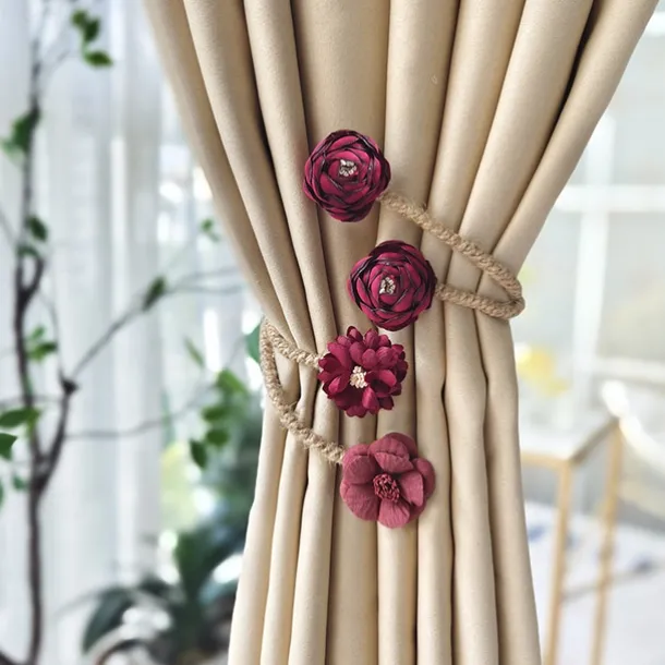 Curtain Tiebacks Clips Flower Shape Romantic French Style Decoration for Bedroom Livingroom 1pc