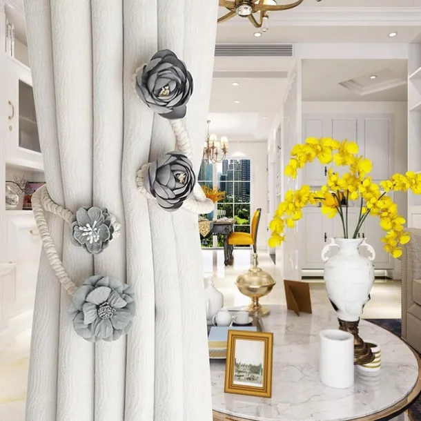 Curtain Tiebacks Clips Flower Shape Romantic French Style Decoration for Bedroom Livingroom 1pc