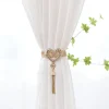 Curtain Tiebacks Zinc Alloy Drapery Holdback with Lengthened Straps Modern Simple Style Curtain Tie Backs Strenchy Wire Rope Curtain Straps for Home Decor Heart Key