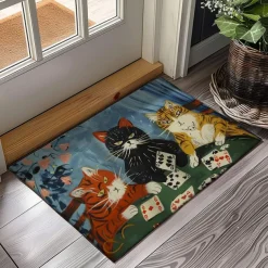 Cute Cates Doormat Kitchen Mat Floor Mat Non-Slip Area Rug Oil Proof Rug Indoor Outdoor Mat Bedroom Decor Bathroom Mat Entrance Rug