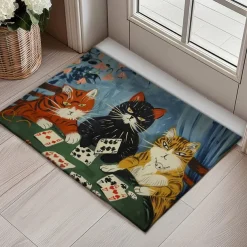 Cute Cates Doormat Kitchen Mat Floor Mat Non-Slip Area Rug Oil Proof Rug Indoor Outdoor Mat Bedroom Decor Bathroom Mat Entrance Rug