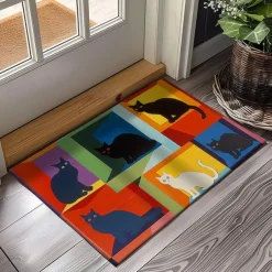 Cute Cates Doormat Kitchen Mat Floor Mat Non-Slip Area Rug Oil Proof Rug Indoor Outdoor Mat Bedroom Decor Bathroom Mat Entrance Rug