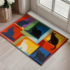 Cute Cates Doormat Kitchen Mat Floor Mat Non-Slip Area Rug Oil Proof Rug Indoor Outdoor Mat Bedroom Decor Bathroom Mat Entrance Rug