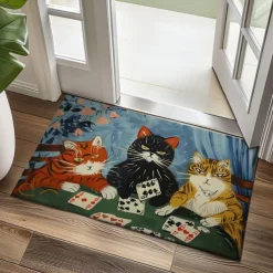 Cute Cates Doormat Kitchen Mat Floor Mat Non-Slip Area Rug Oil Proof Rug Indoor Outdoor Mat Bedroom Decor Bathroom Mat Entrance Rug