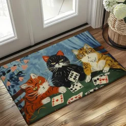 Cute Cates Doormat Kitchen Mat Floor Mat Non-Slip Area Rug Oil Proof Rug Indoor Outdoor Mat Bedroom Decor Bathroom Mat Entrance Rug