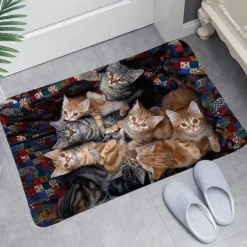 Cute Cats Doormat Floor Mats Washable Rugs Kitchen Mat Non-Slip Oil Proof Rug Indoor Outdoor Mat Bedroom Decor Bathroom Mat Entrance Rug