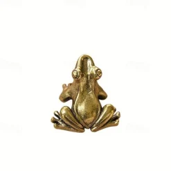 Cute Retro Copper Frog Figurine - Miniature Desktop Ornament and Tea Pet Decor